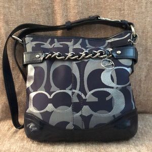 Coach Blue Optic Metallic Signature Chain Bag